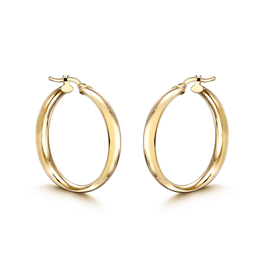 14K Yellow Gold Flat Hoops (25x5mm)