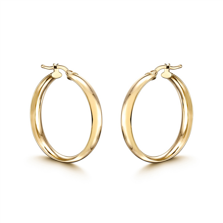 14K Yellow Gold Flat Hoops (25x5mm)