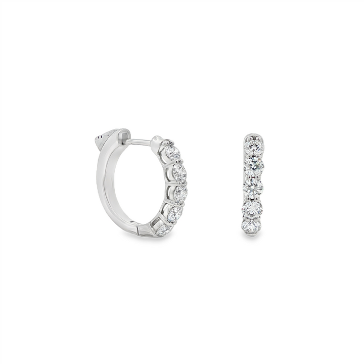 18K White Gold Natural Diamond Hoop Earrings – 1.07ctw, 16x3.1mm, 5.2g