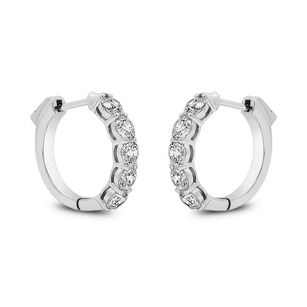 18K White Gold Natural Diamond Hoop Earrings – 2.01ctw, 17.5x3.7mm, 6.3g