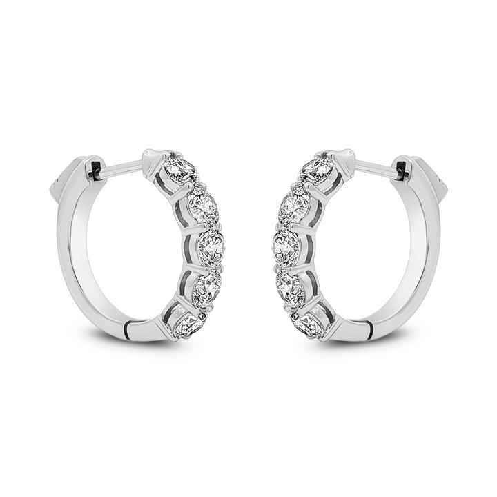 18K White Gold Natural Diamond Hoop Earrings – 2.01ctw, 17.5x3.7mm, 6.3g