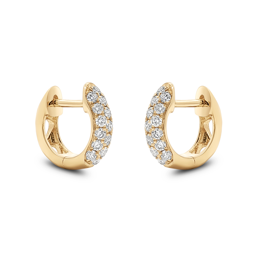 14K Yellow Gold 11x3.7mm Natural Diamond Huggie Earrings – 0.52ctw.