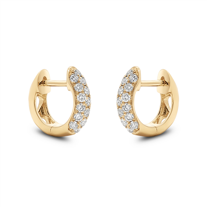 14K Yellow Gold 11x3.7mm Natural Diamond Huggie Earrings – 0.52ctw.