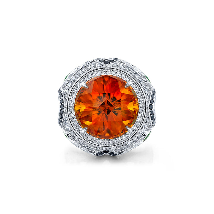 18K White Gold Custom Fireball Ring