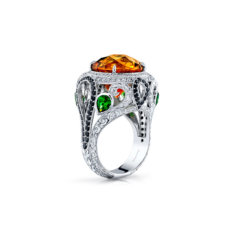 18K White Gold Custom Fireball Ring