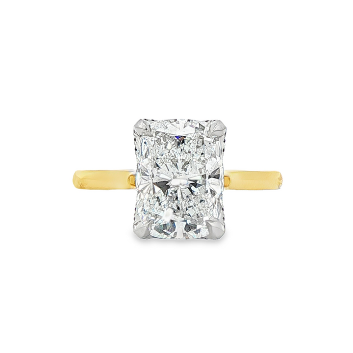18K Yellow Gold & Platinum Tulip Semi-Mount Engagement Ring – 0.22ctw.