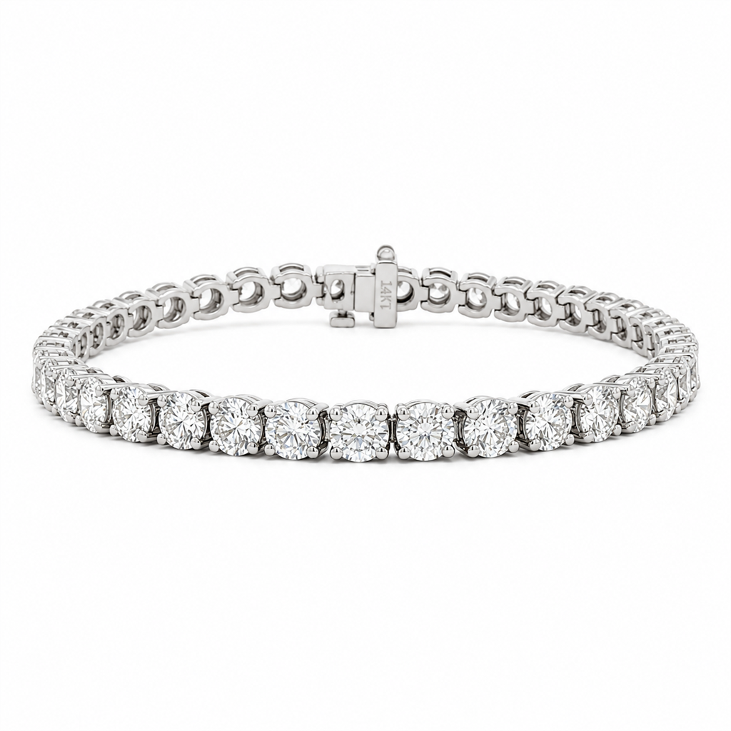14K White Gold Lab-Grown Diamond Tennis Bracelet – 10.15 CTW, 7"