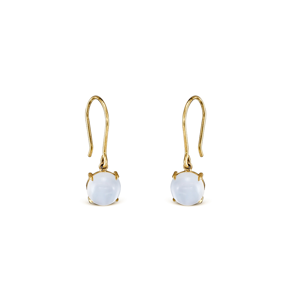 18K Yellow Gold Casteye Moonstone Earrings 4.60ctw.