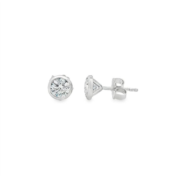 14K White Gold Lab Diamond Bezel Stud Earrings – 1.02ctw.