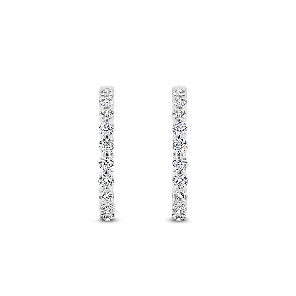 18K White Gold Natural Diamond Hoop Earrings – 2.91ctw