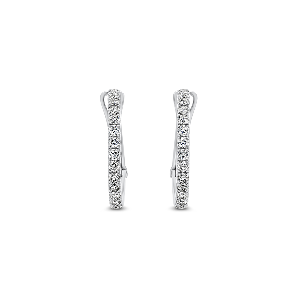 14K White Gold 20x2.1mm Round Diamond Hoop Earrings – 0.68ctw.