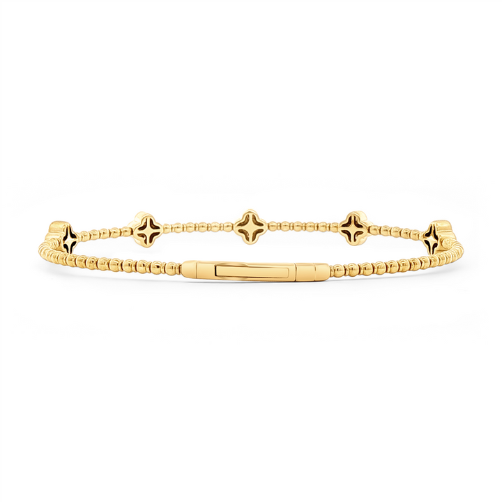 14K Yellow Gold Large Flower Diamond Flexi Bangle – 0.55ctw.