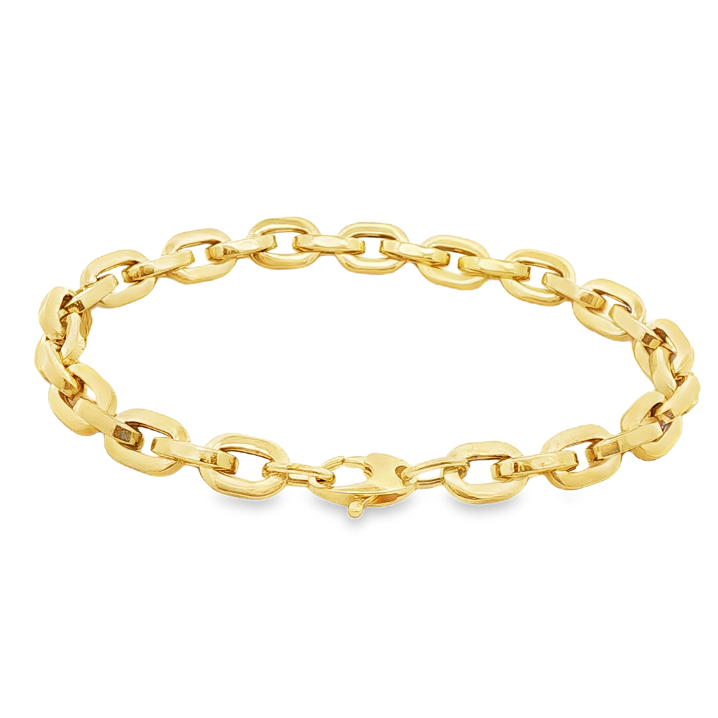 14K Yellow Gold Hollow Link Bracelet – 6.2mm, 8", 6.1g
