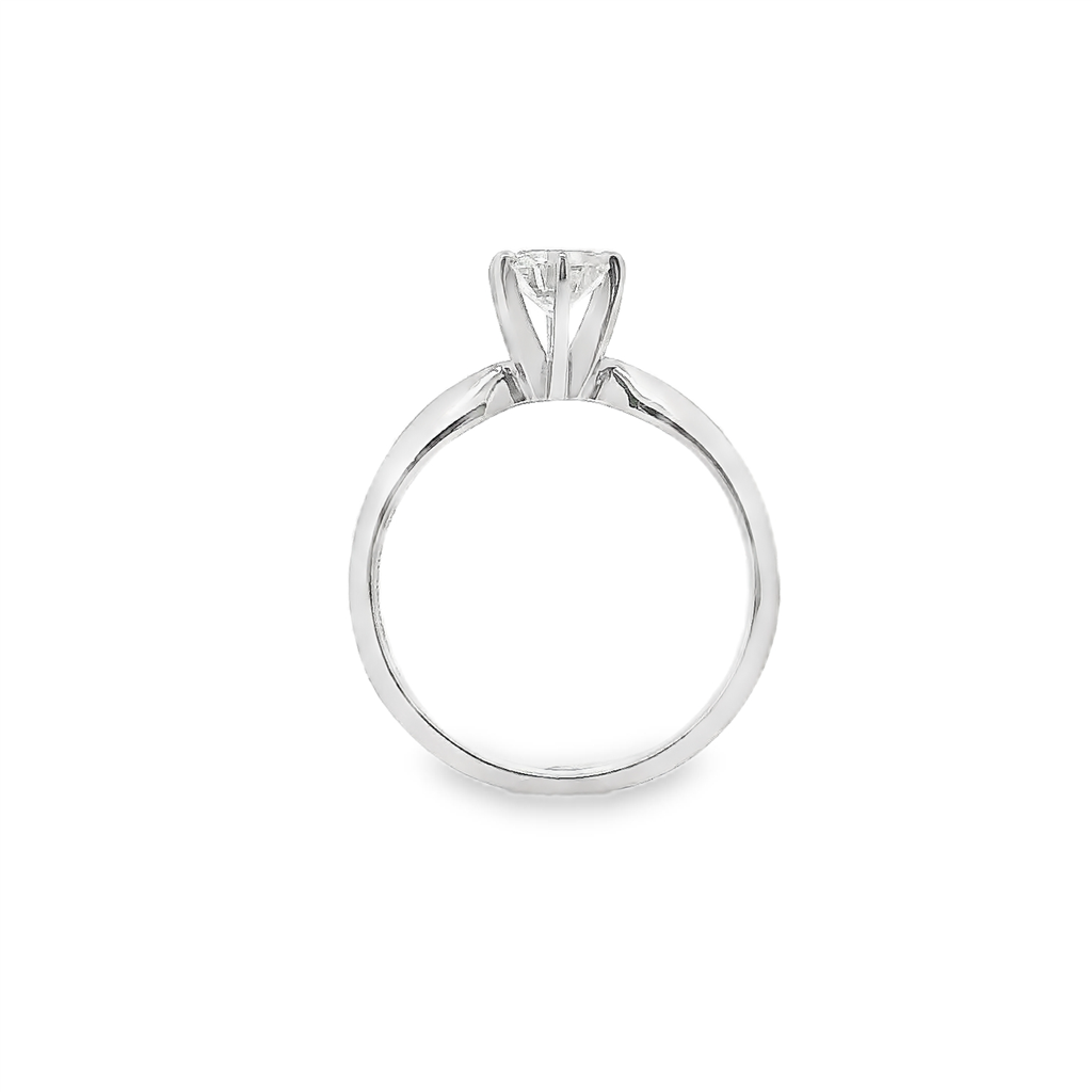 18K White Gold Solitaire Engagement Ring – 0.50ct Round Diamond E/SI1