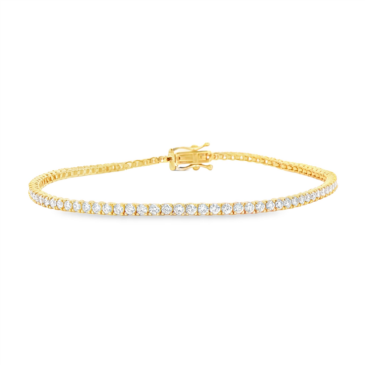 14K Yellow Gold Natural Diamond 2.2mm Tennis Bracelet – 1.93ctw.