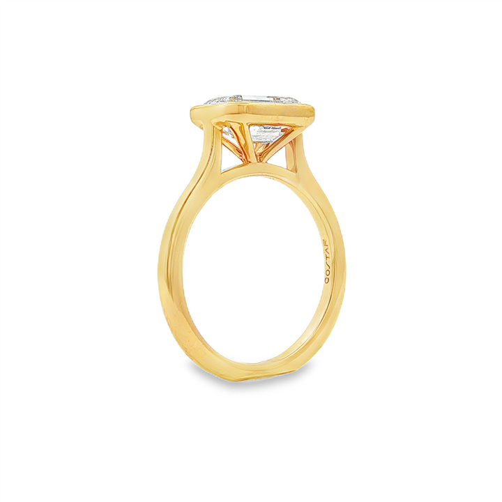 14K Yellow Gold 2.05ct Lab Grown Emerald Cut Diamond Bezel Engagement Ring