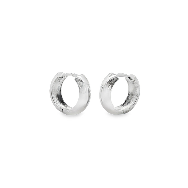 14K White Gold High Polish Huggie Earrings – 14mm, 3.2g