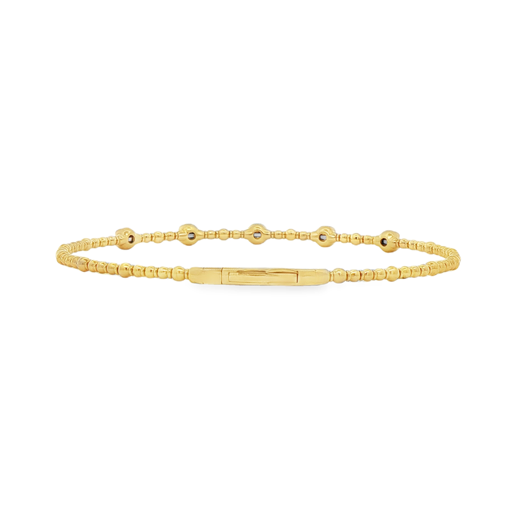 14K Yellow Gold 5-Stone Flexi Natural Diamond Bangle – 0.35ctw, 5.1g