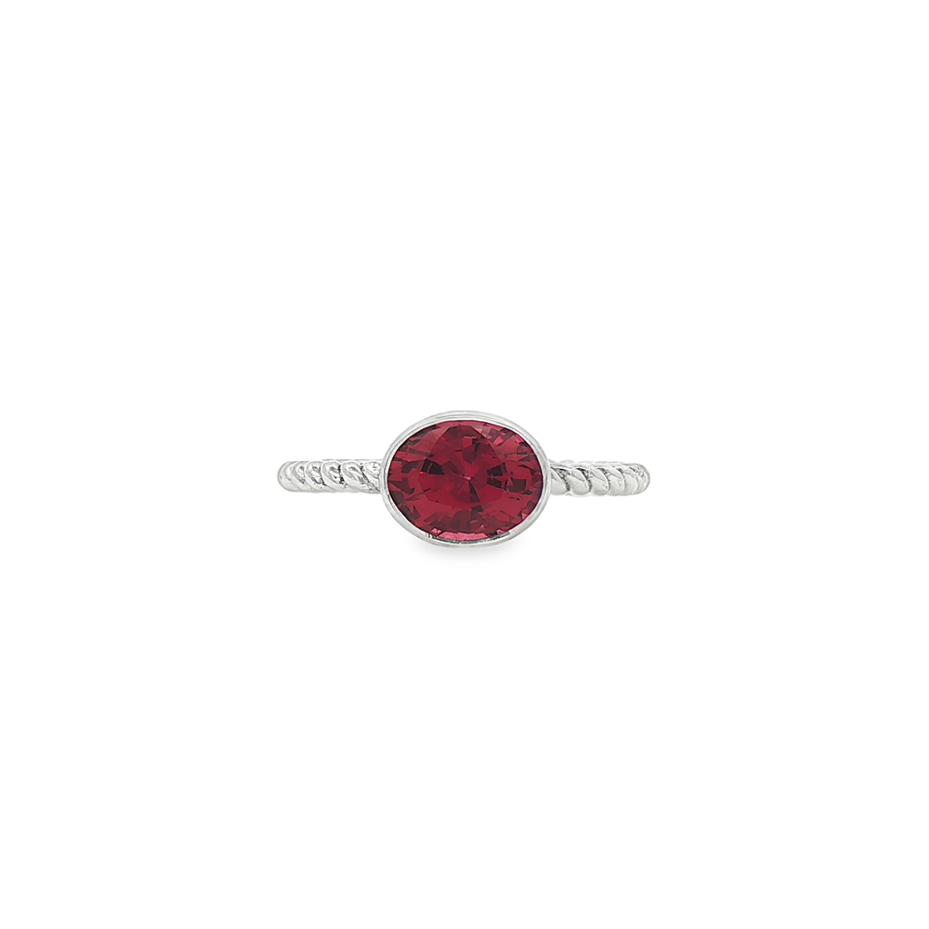 14K White Gold Twisted Bezel Semi-Mount Ring