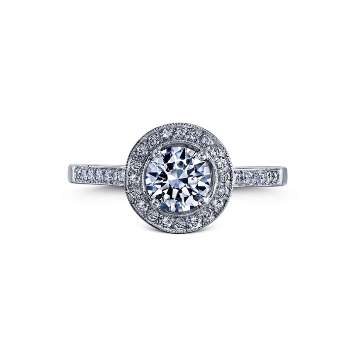 18K White Gold Halo Semi-Mount Engagement Ring – 0.47ctw.