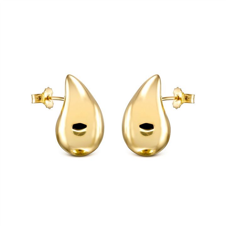 14K Yellow Gold Teardrop Stud Earrings