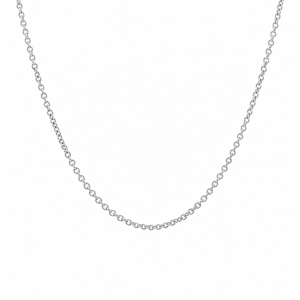 18K White Gold 1.5mm Rolo Chain Necklace – 16"