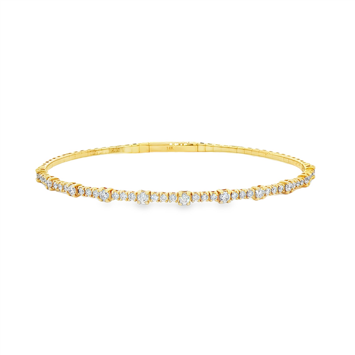 14K Yellow Large Diamond Flexi Bangle – 3.7mm, 2.40ctw, 9.4g