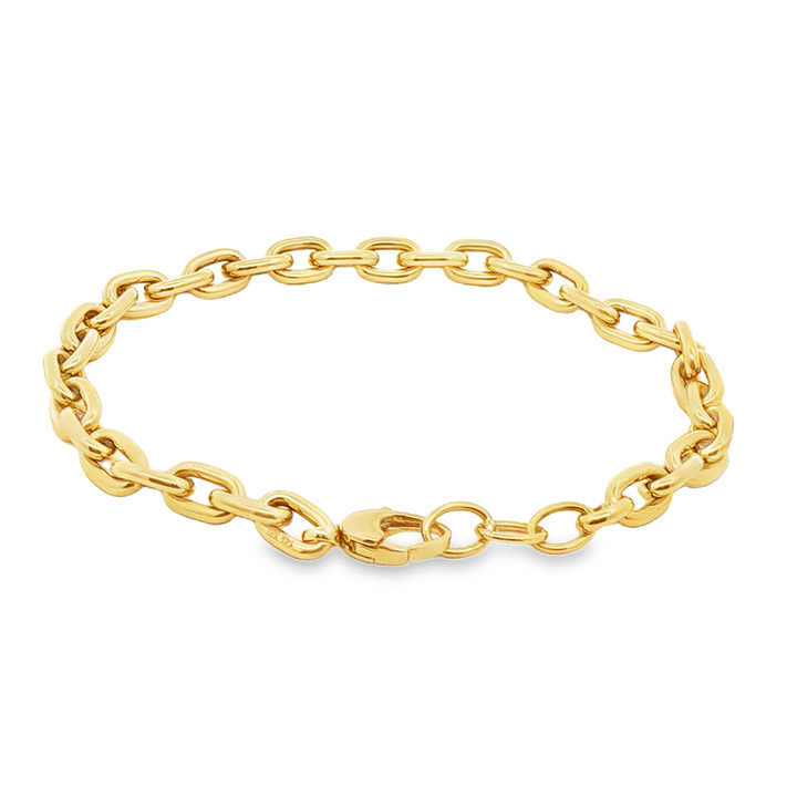 14K Yellow Gold Hollow Rectangular Rolo Bracelet – 5.2mm, 7.5", 5.1g