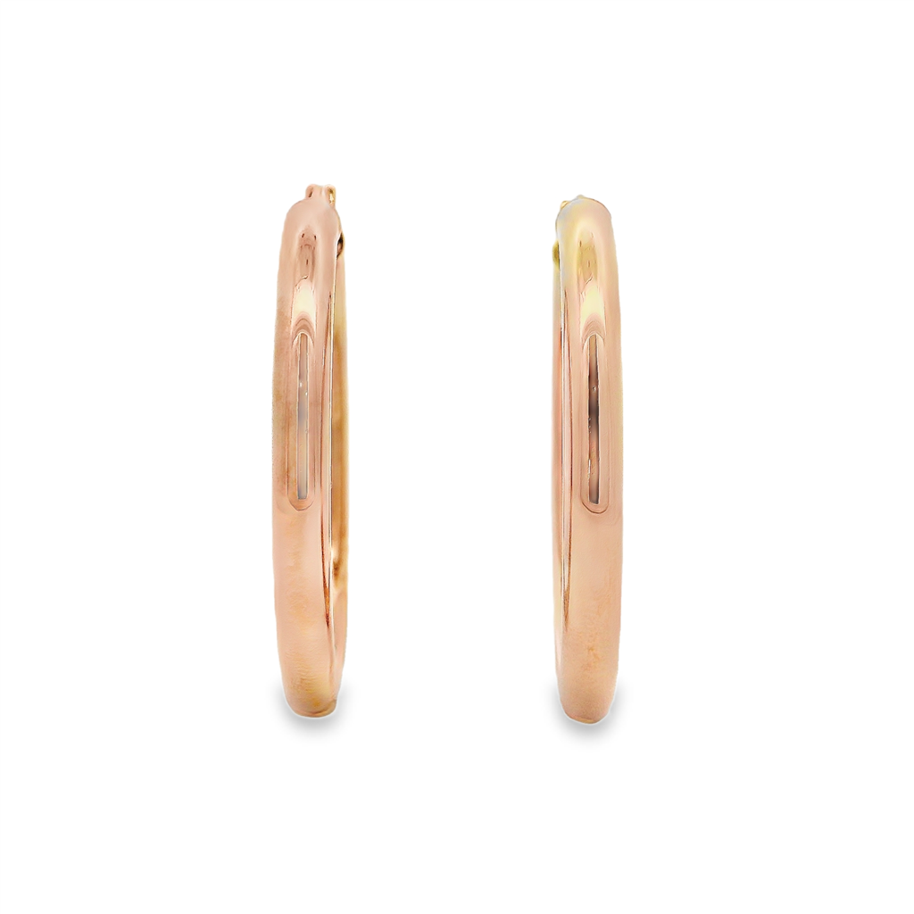 14K Rose Gold 30x4mm Hoop Earrings – 3.8g