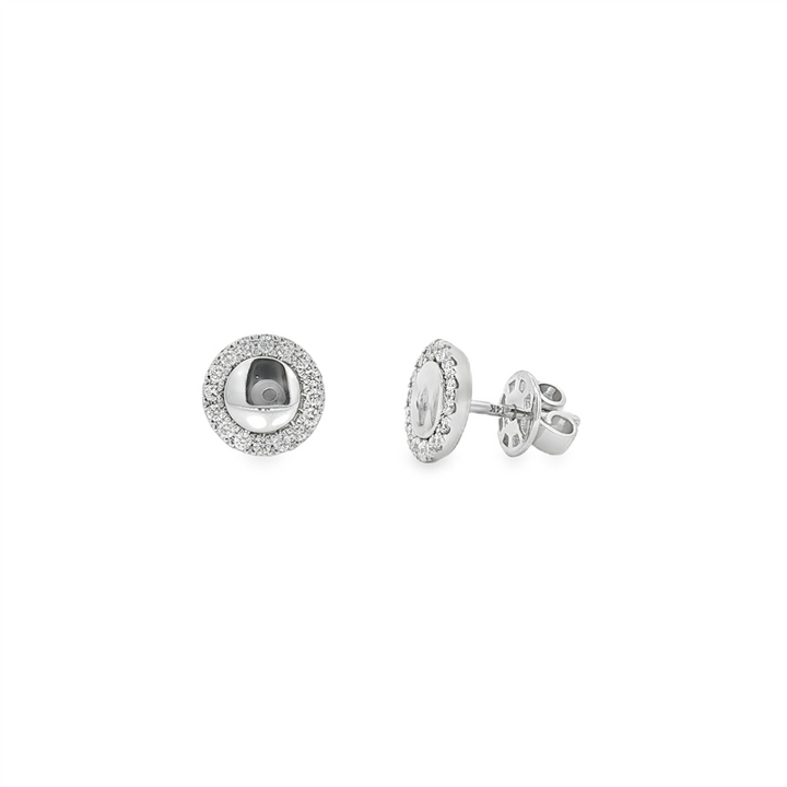 14K White Gold Natural Diamond Circle Stud Earrings – 9mm, 2.6g