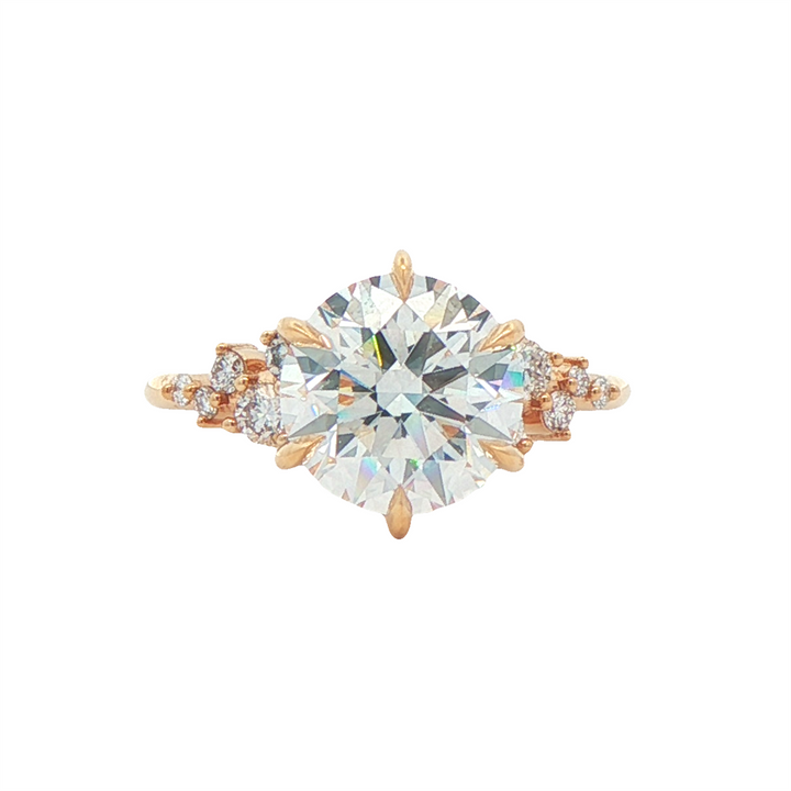 14K Yellow Gold Cluster Lab Grown Diamond Semi-Mount Engagement Ring – 0.26ctw