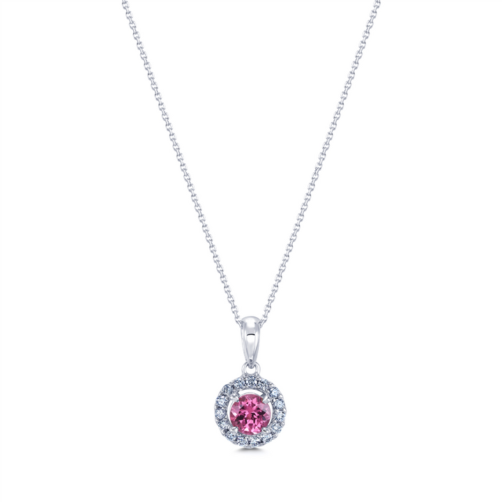 14K White Gold Pendant With 0.45ct Pink Spinel & 0.14ctw. Diamonds