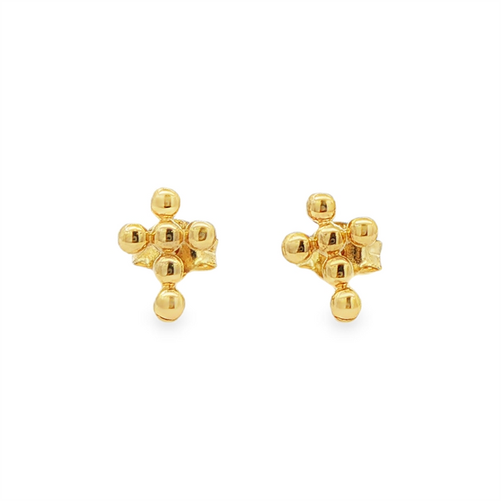 14K Yellow Gold Cross Stud Earrings – 1.1g