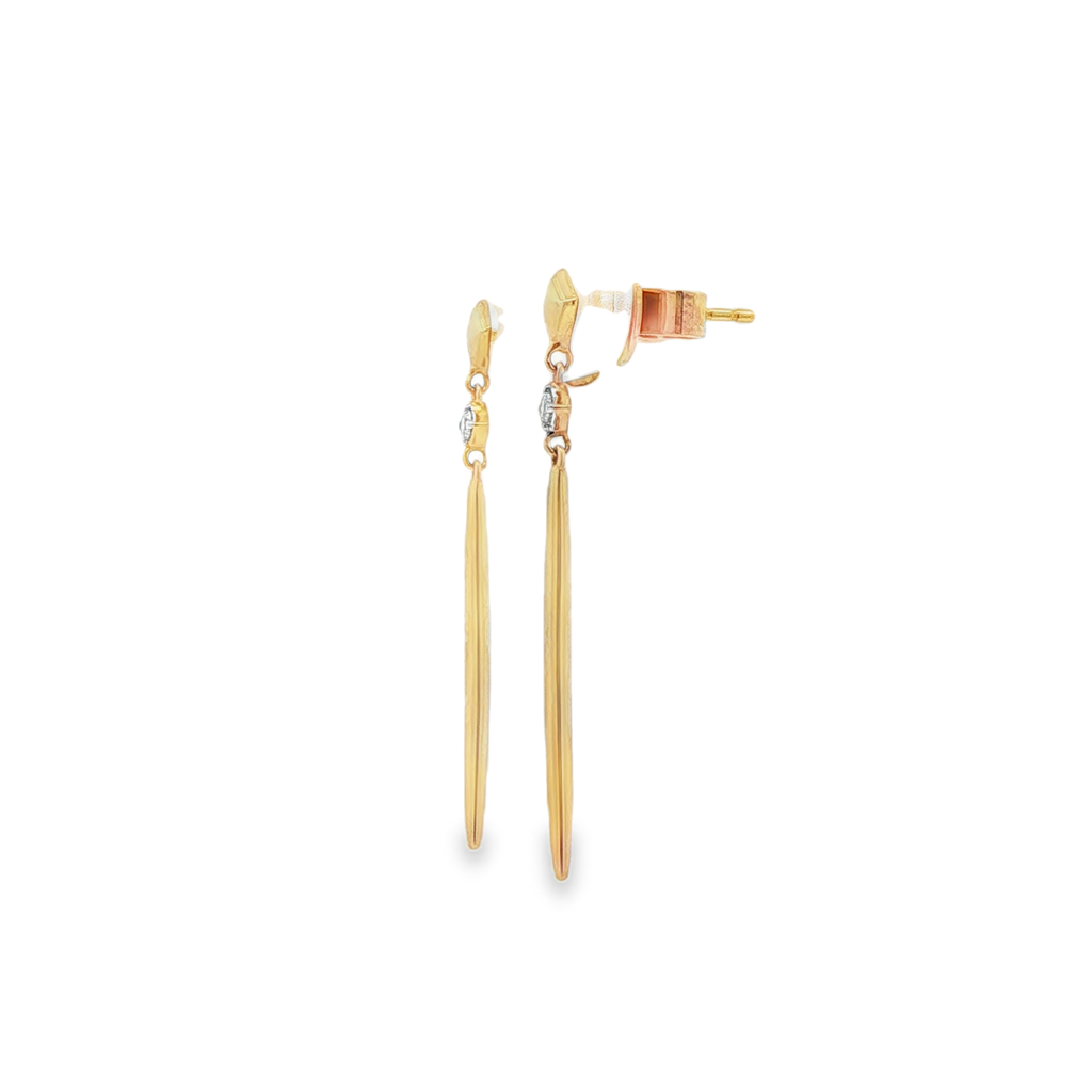 14K Yellow Gold Natural Diamond Drop Earrings – 0.06ctw.
