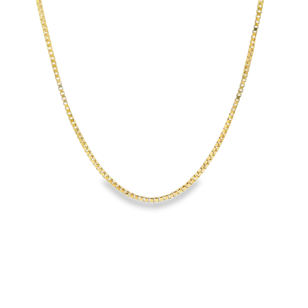 18K Yellow Gold Estate Box Chain – 1mm, 17", 3.7g
