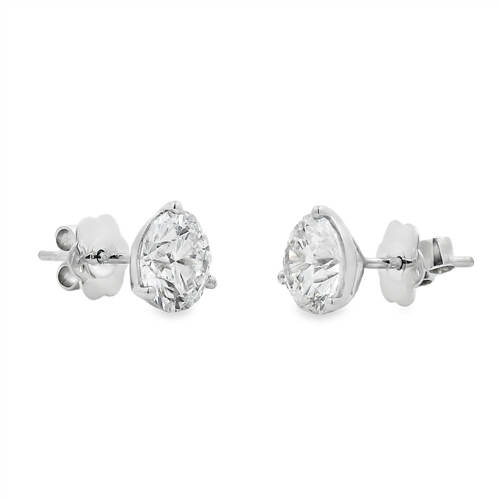 14K White Gold 3.00ctw Round Lab Grown Diamond Stud Earrings – VS1-VS2, D-F