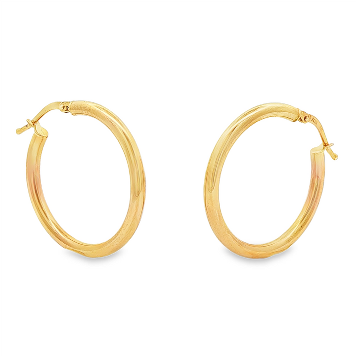 14K Yellow Gold Hollow Hoop Earrings – 2.5 × 20mm, 1.8g