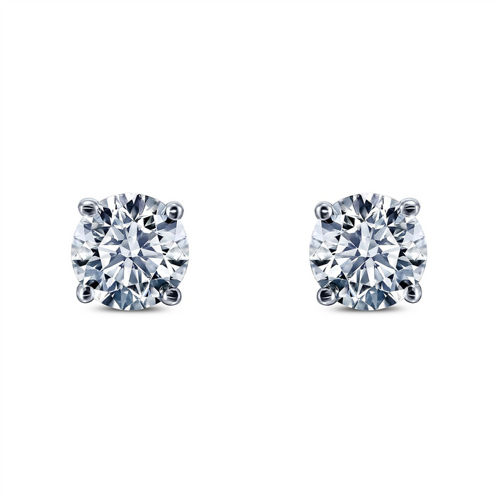 14K White Gold Natural Diamond Studs - 0.80ctw.