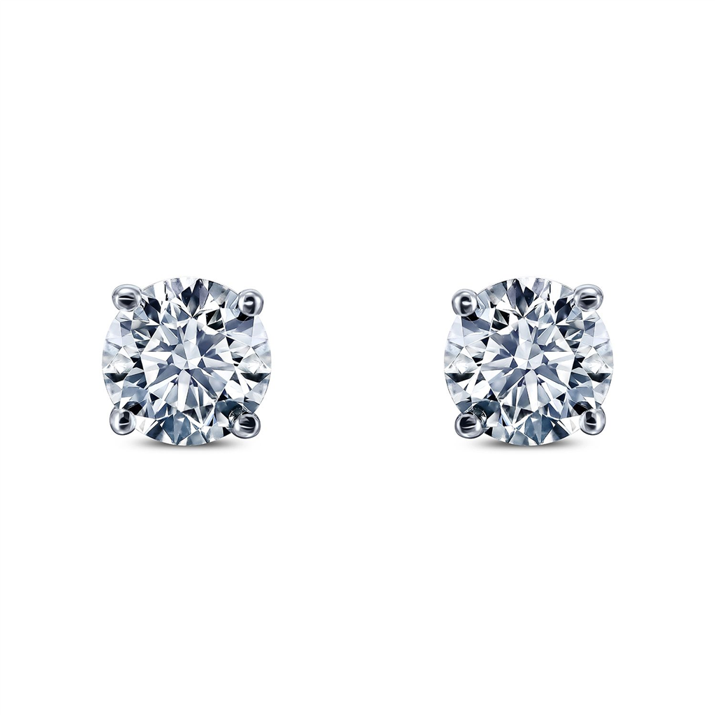 14K White Gold Natural Diamond Studs - 1.20ctw.