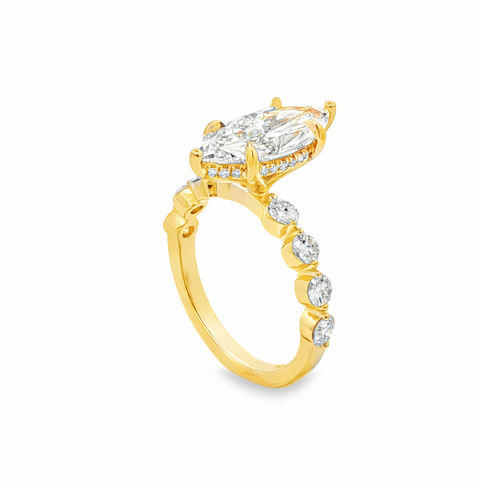 14K Yellow Gold Lab Diamond Bubble Semi-Mount Engagement Ring – 0.51ctw, Size 6.25