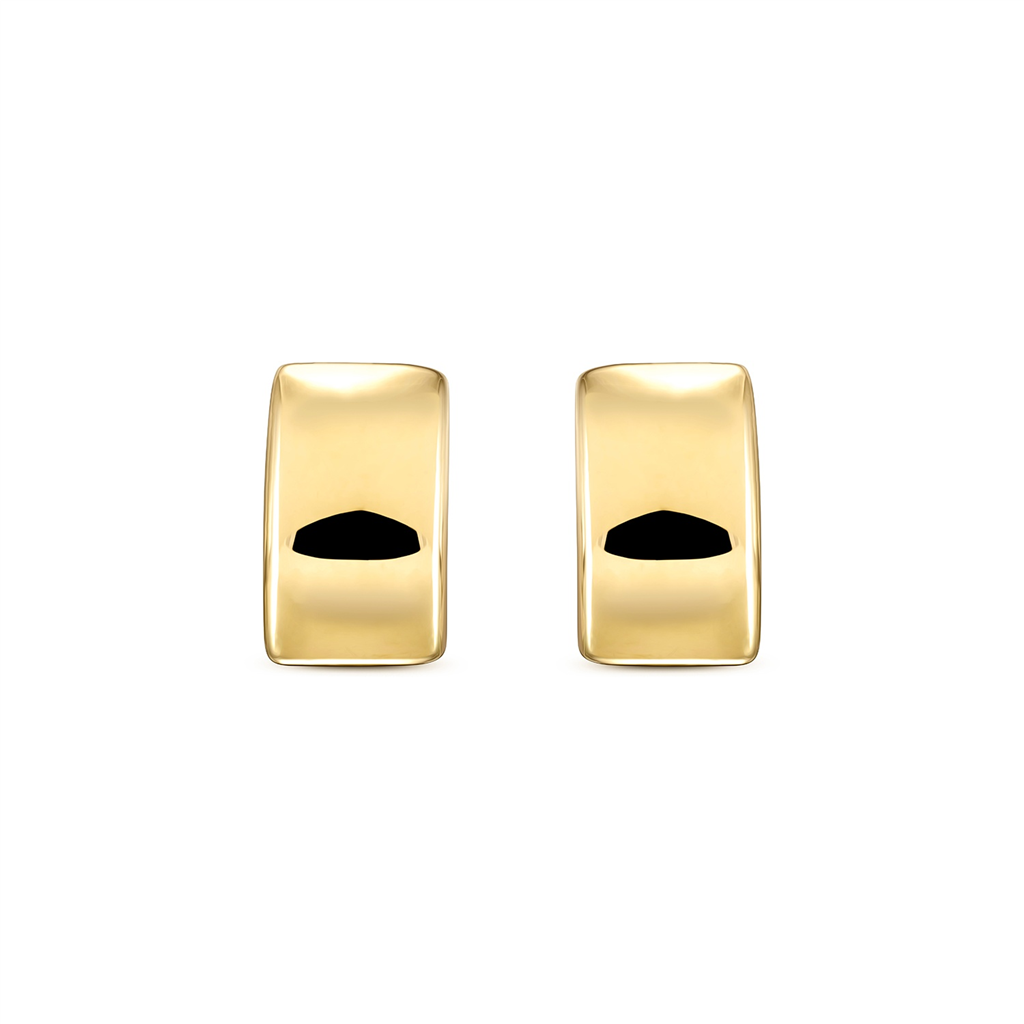 14K Yellow Gold Electroform Square Huggie