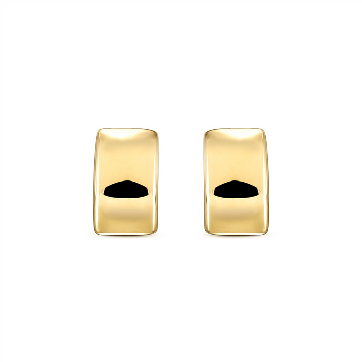 14K Yellow Gold Electroform Square Huggie