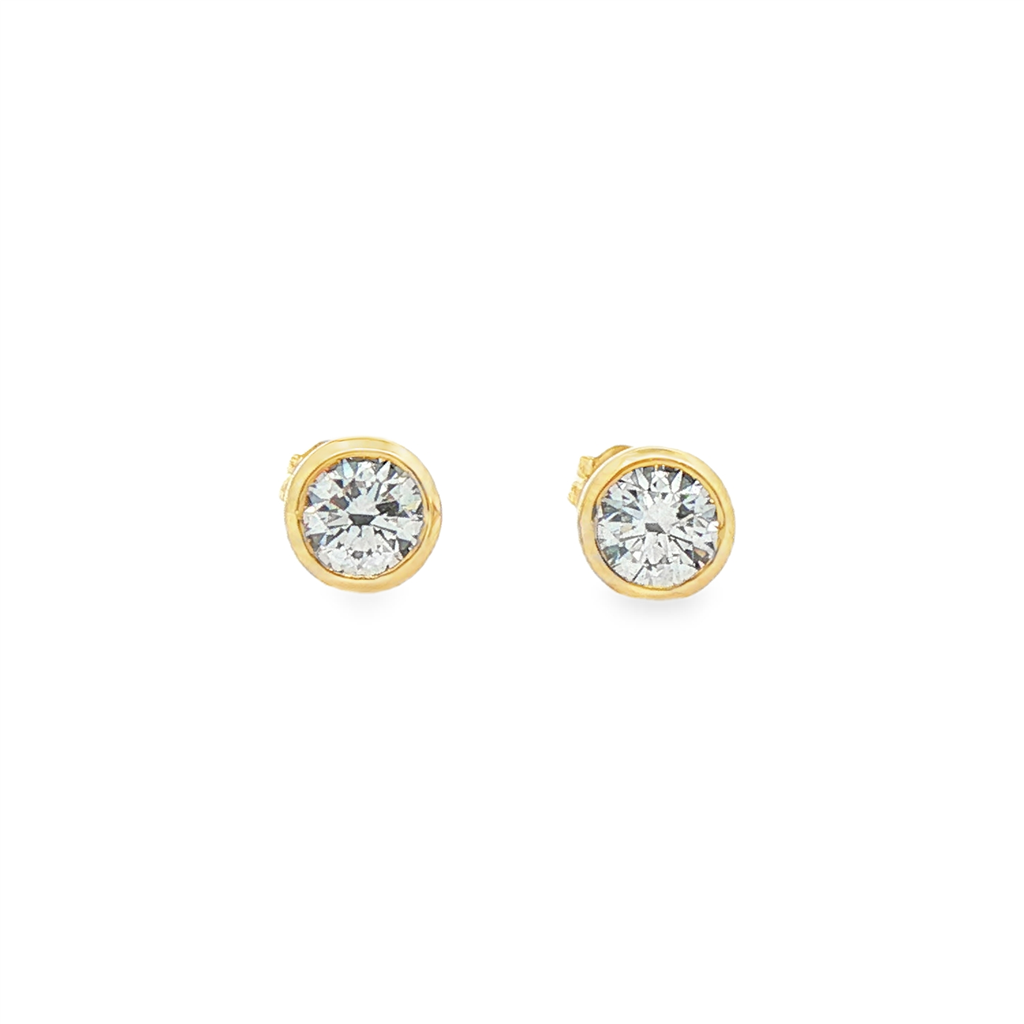 14K Yellow Gold Lab Grown Diamond Bezel Stud Earrings – 0.50ctw.