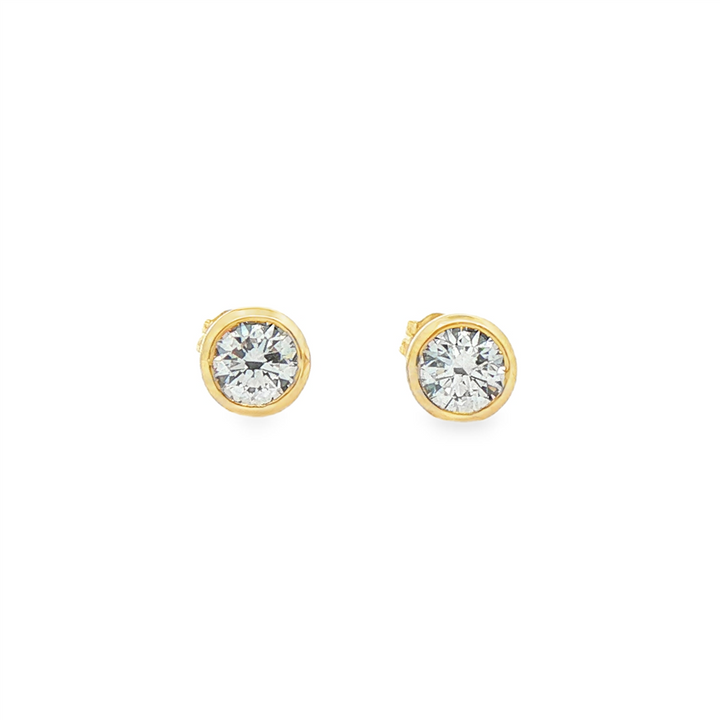14K Yellow Gold Lab Grown Diamond Bezel Stud Earrings – 0.50ctw.