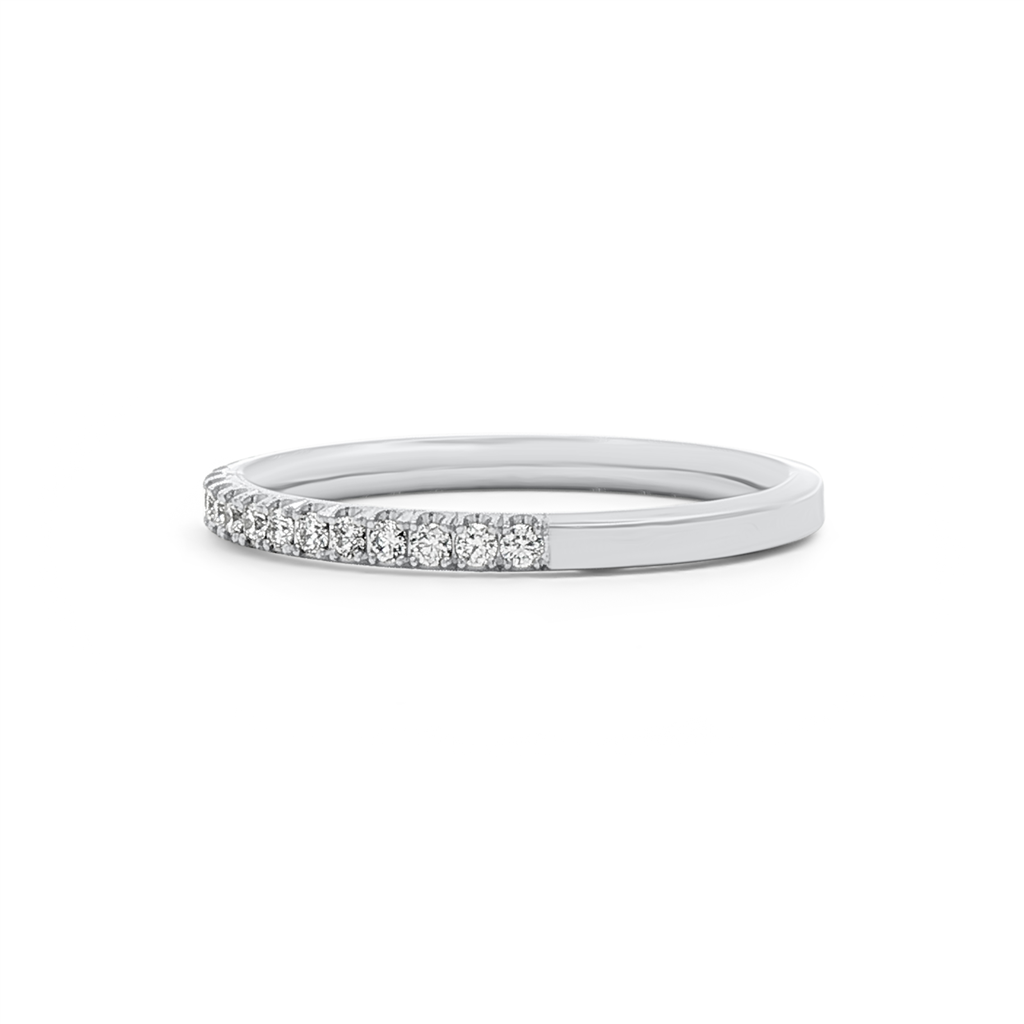 14K White Gold Natural Diamond Band – 1.8mm, Size 6.5, approx. 0.21 CTW, 1.7g