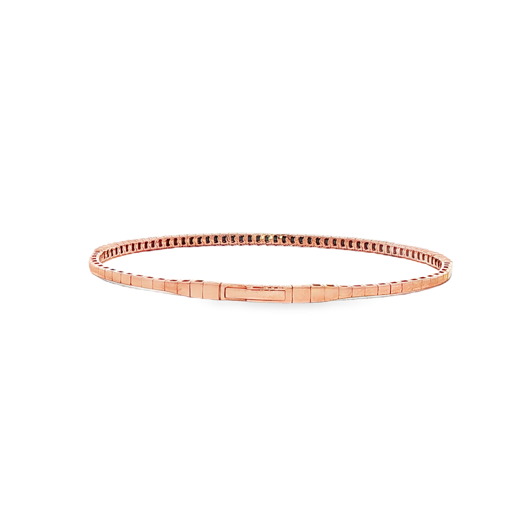 14K Rose Gold Flexi Diamond Bangle Bracelet - 0.75ctw.