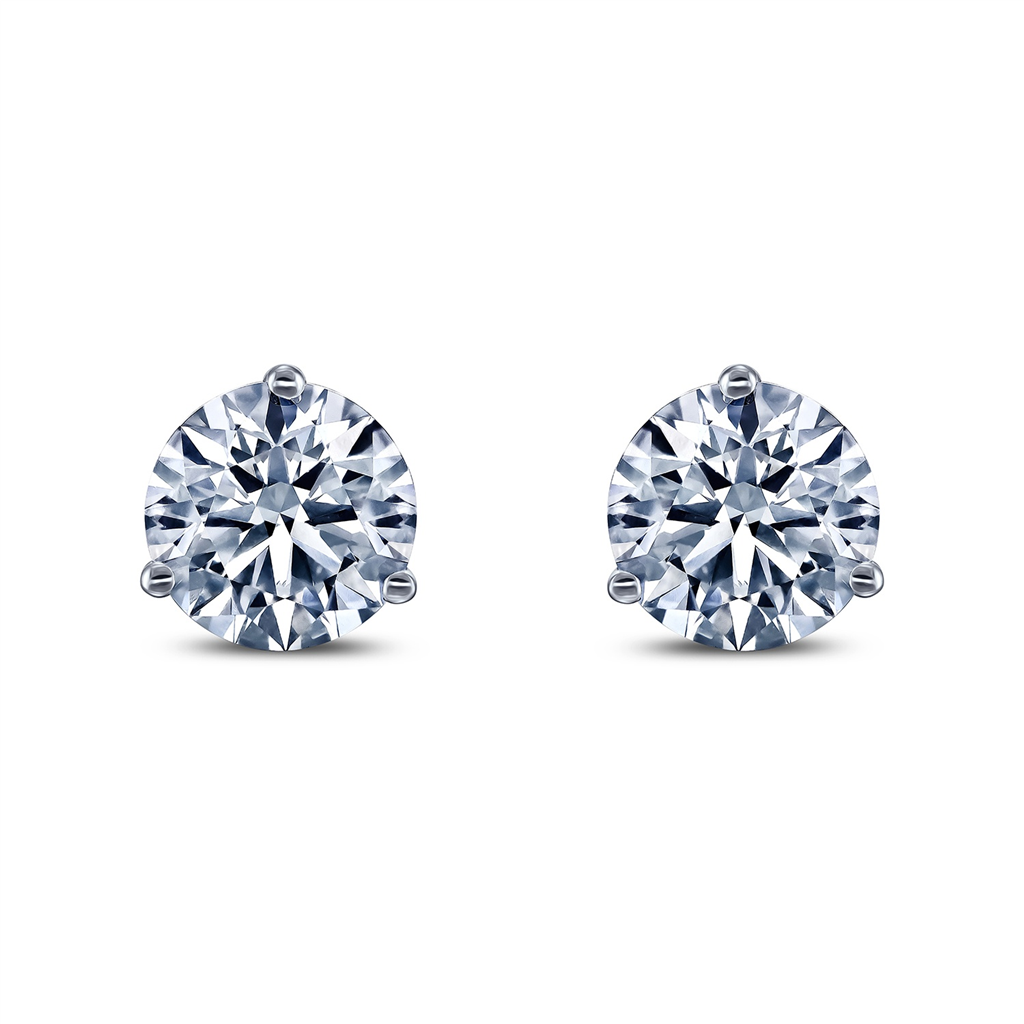 14K White Gold Round Lab Grown Diamond Stud Earrings – 2.95ctw.