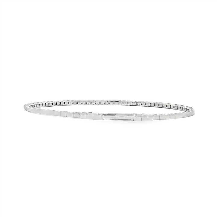 14K White Gold Studded Flexi Natural Diamond Bangle – 0.85ctw, 5.3g