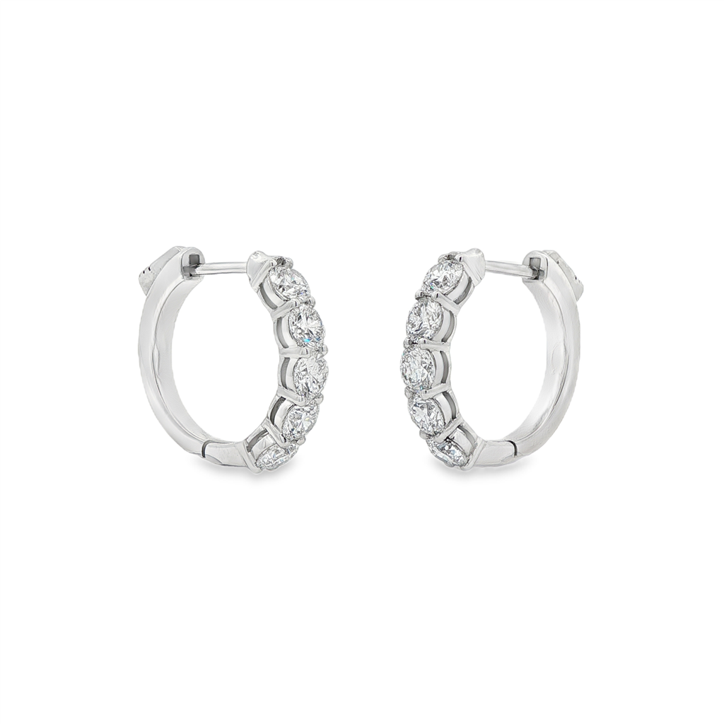 18K White Gold Natural Diamond Hoop Earrings – 2.01ctw, 17.5x3.7mm, 6.3g
