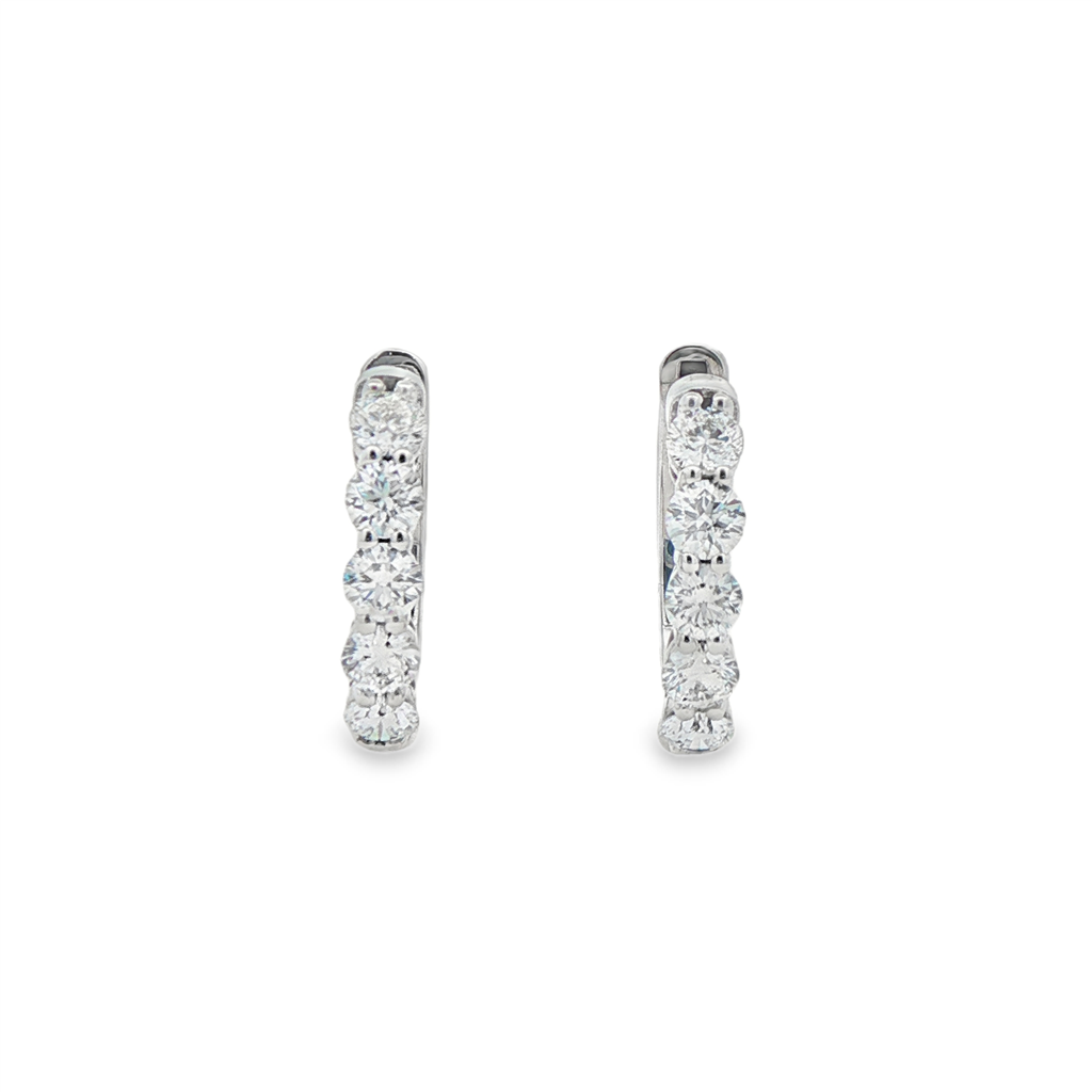 14K White Gold Lab Diamond Hoop Earrings – 1.05ctw, 16x3mm, DEF VS–VVS, 4.7g